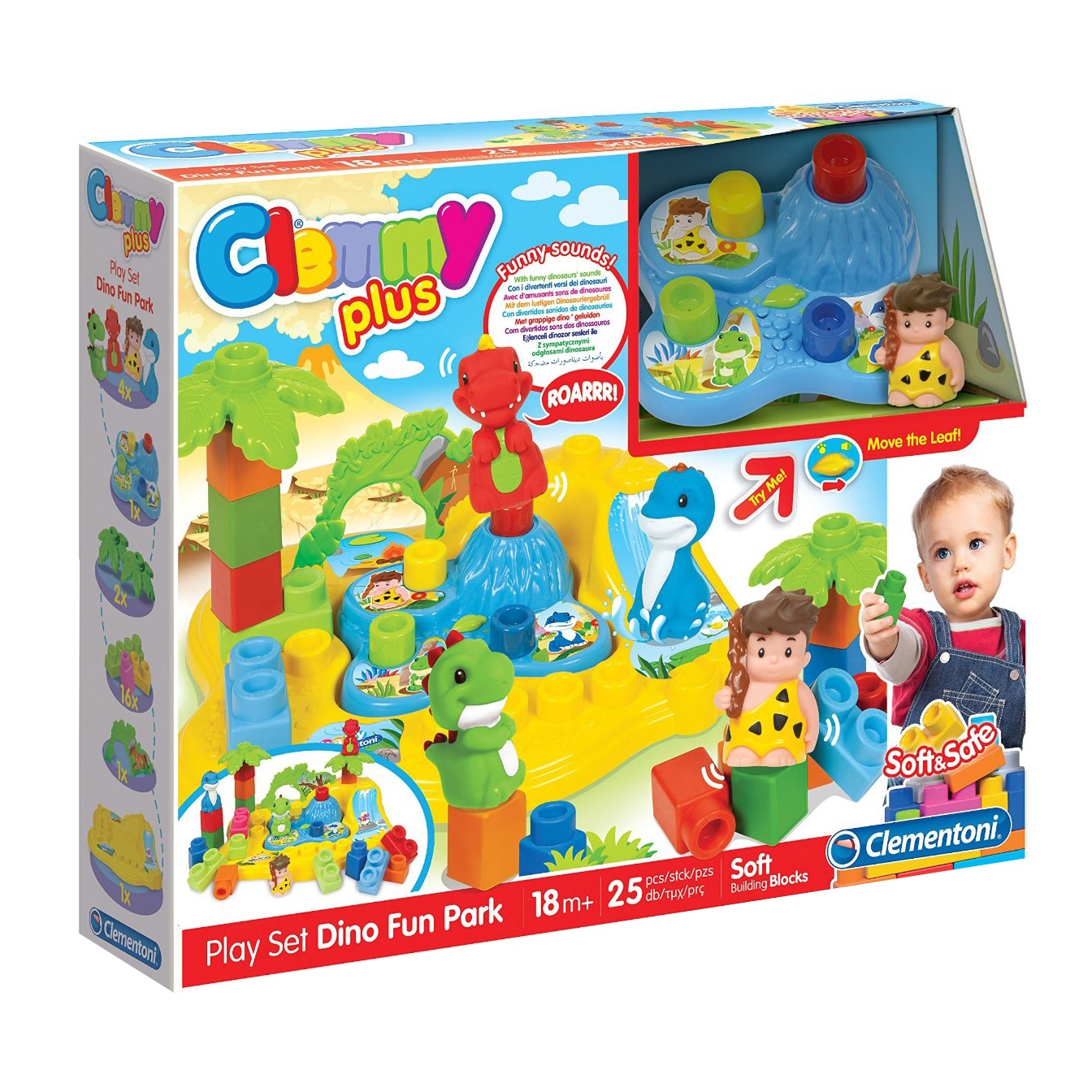 Set cuburi Clemmy Plus - Dino Fun Park, 25 piese