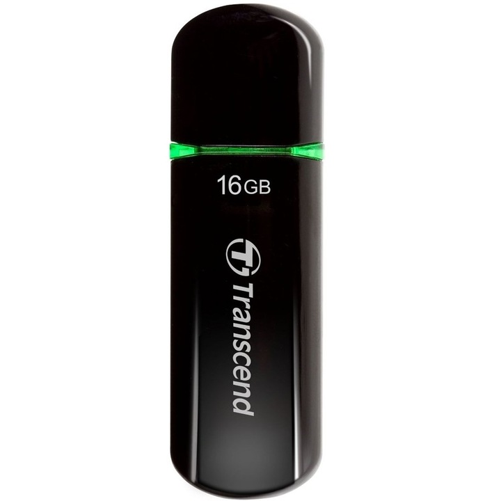 USB памет 16GB Transcend JETFLASH 600, Черен / Зелен, USB 2.0