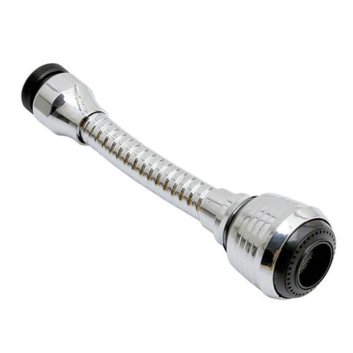 Adaptor flexibil universal, prelungitor pentru robinet chiuveta, cu 2 functii, 360 grade, 13cm