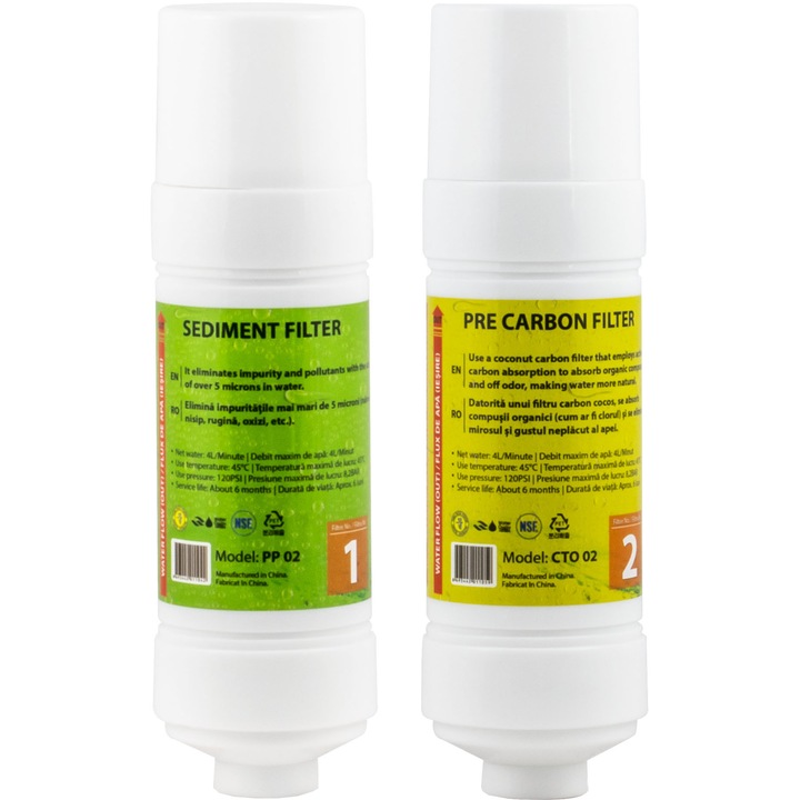 Set 2 filtre dozator Zass WFRS05, Sediment, Precarbon, 6 luni, Compatibil ZTWD 03 WF si ZTWD 04 WF