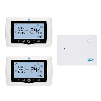 Termostat inteligent PNI CT400 , WiFi, Control centrala termica, Control doua zone, Display, Alb Termostat inteligent PNI CT400 , WiFi, Control centrala termica, Control doua zone, Display, Alb