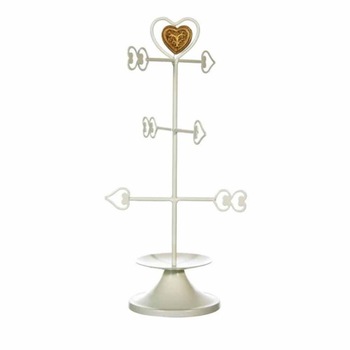 Suport bijuterii metalic Pufo cu standuri in forma de sageti si inima aurie, 32 cm Suport bijuterii metalic Pufo cu standuri in forma de sageti si inima aurie, 32 cm