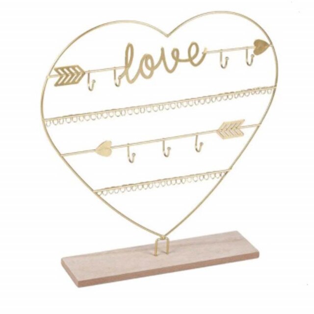 Suport bijuterii metalic Pufo in forma de inima, auriu