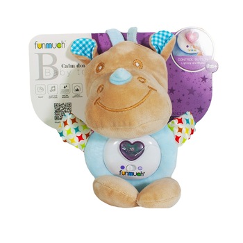 Jucarie de plus pentru bebelusi, Rinocer, cu baterii , dimensiuni 21 x 16 cm , Robentoys Jucarie de plus pentru bebelusi, Rinocer, cu baterii , dimensiuni 21 x 16 cm , Robentoys