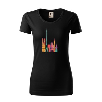 Tricou dama clasic, Malfini, Painting in Paris, Negru, L Tricou dama clasic, Malfini, Painting in Paris, Negru, L