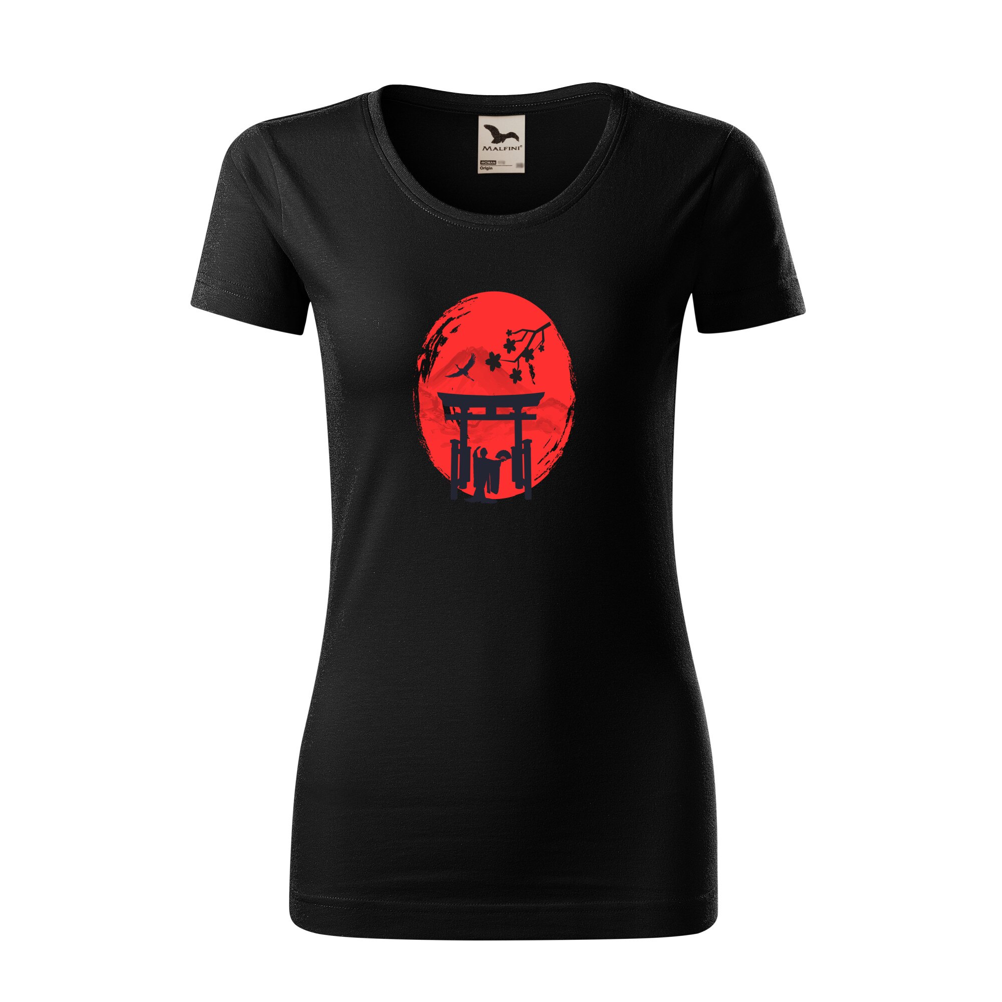 Tricou dama clasic, Malfini, Japan Ink, Negru, L