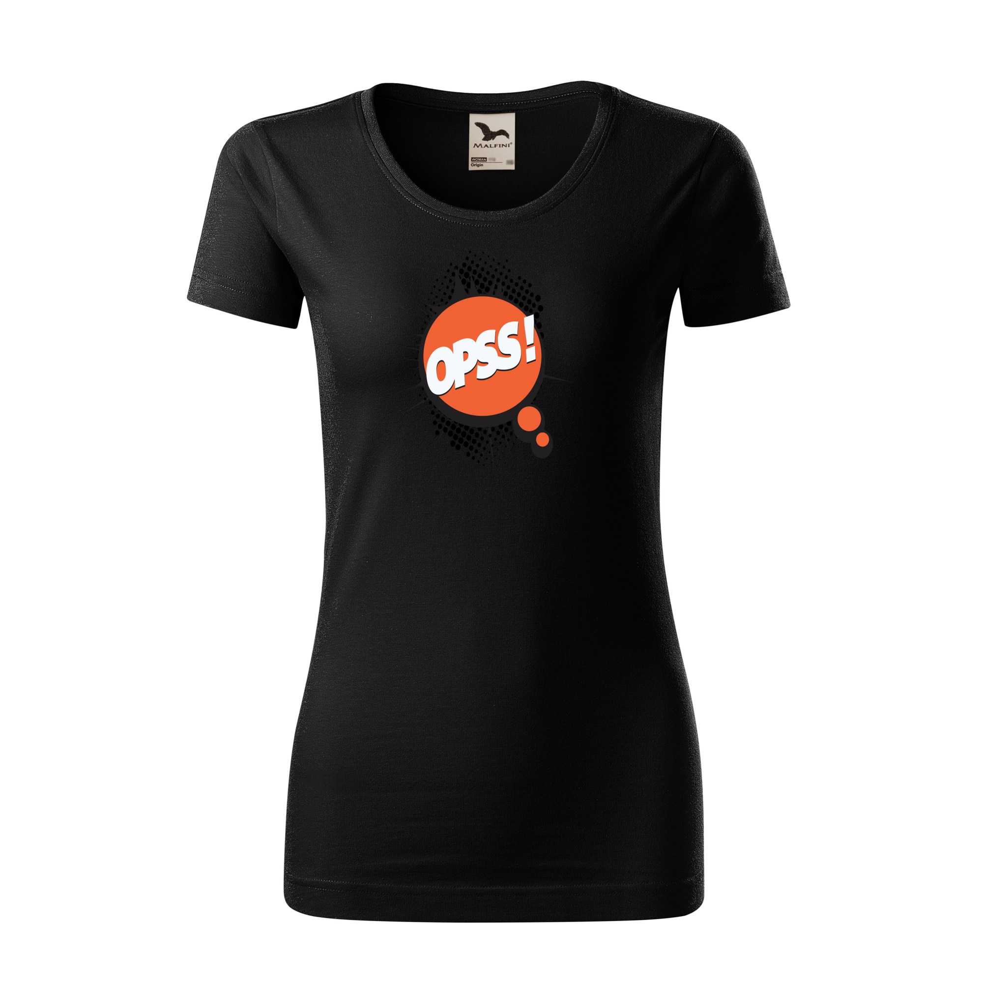 Tricou dama clasic, Malfini, Comic Opss, Negru, L