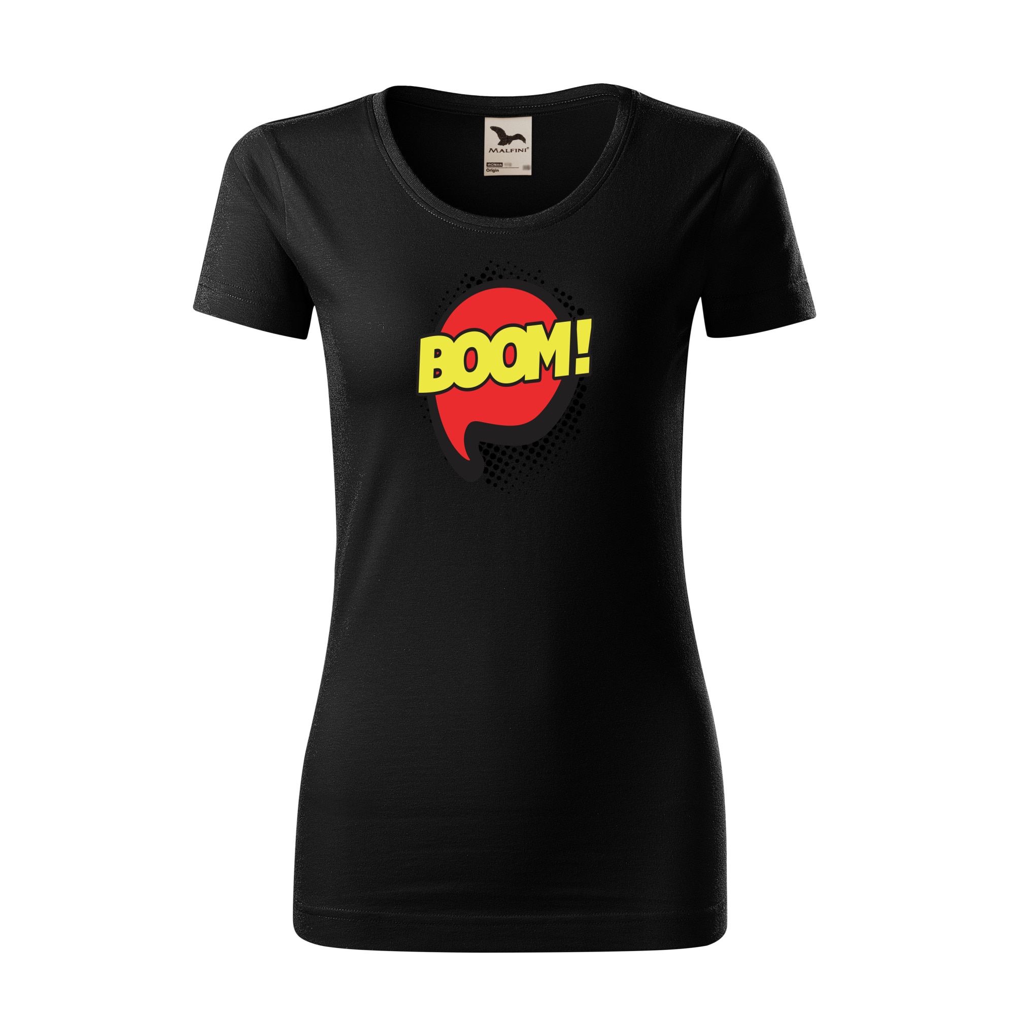Tricou dama clasic, Malfini, Comic Boom, Negru, L