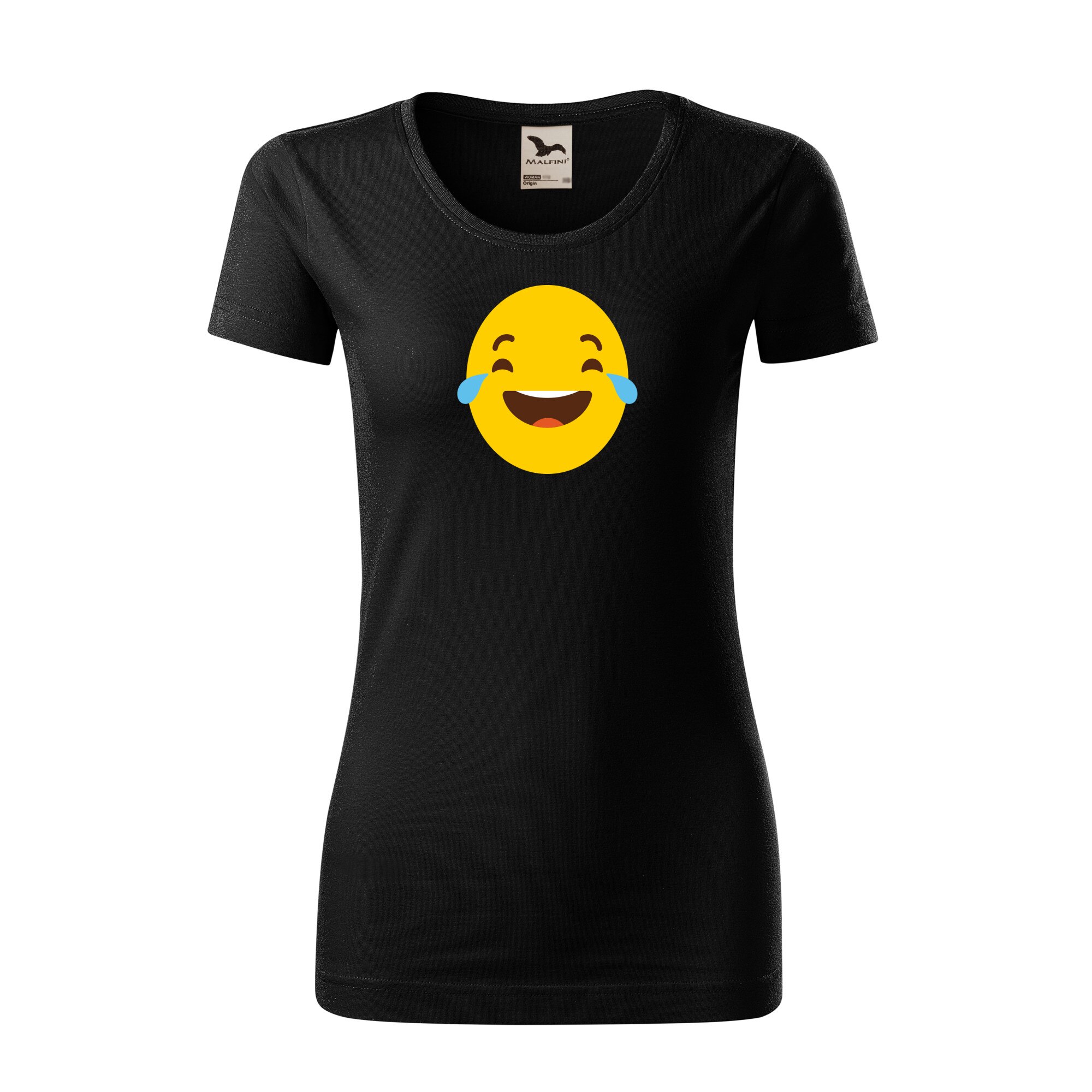 Tricou dama clasic, Malfini, Emoji Laughing with Tears, Negru, L