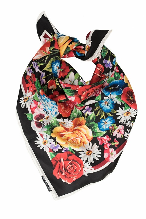 Esarfa Dolce & Gabbana din matase, imprimeu flori multicolore