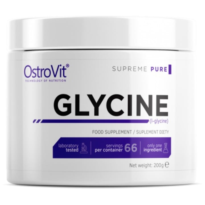 Хранителна добавка OstroVit Glycine Powder, Неовкусен, 200 гр