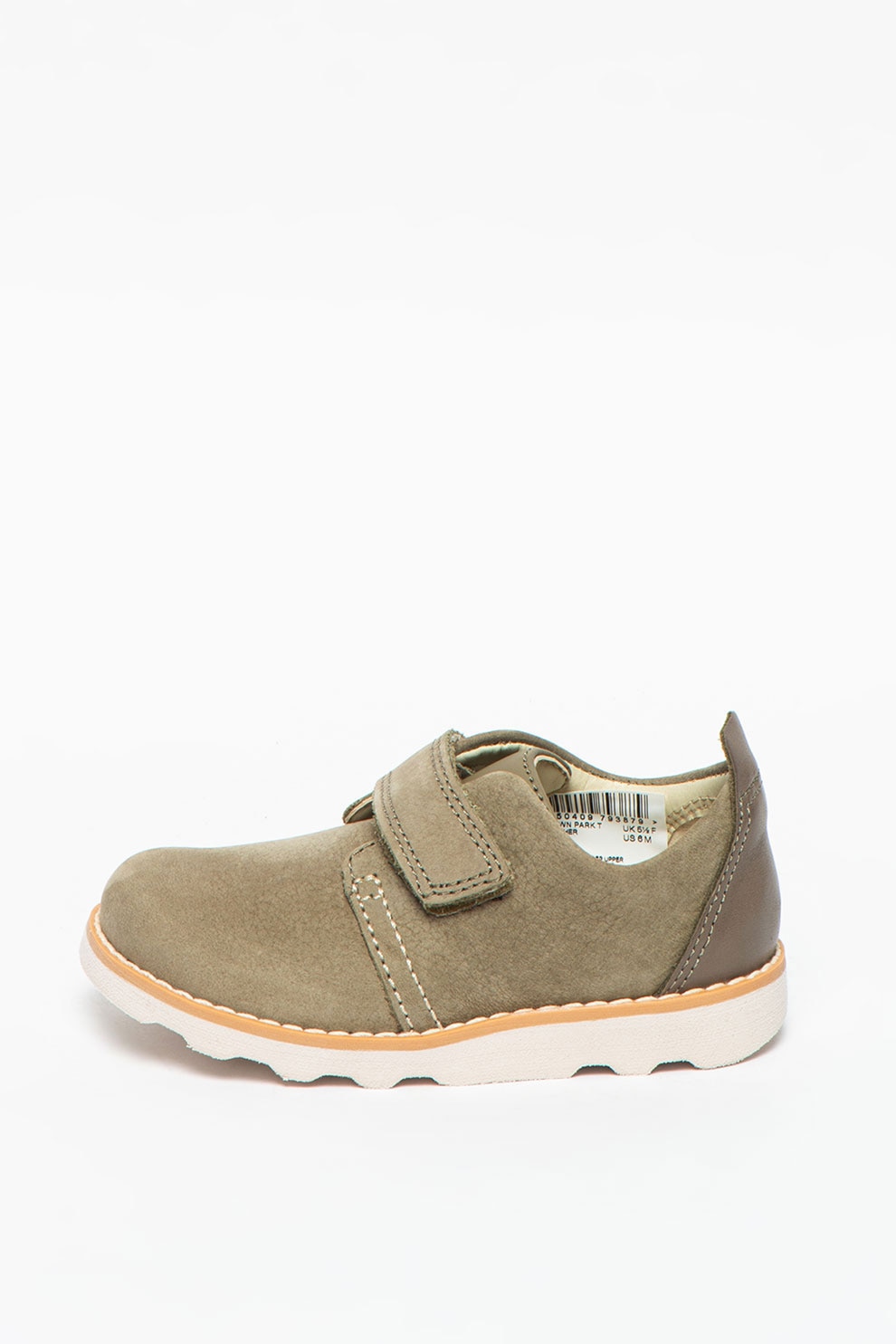 Clarks, Pantofi din piele nabuc cu inchidere velcro Crown Park T