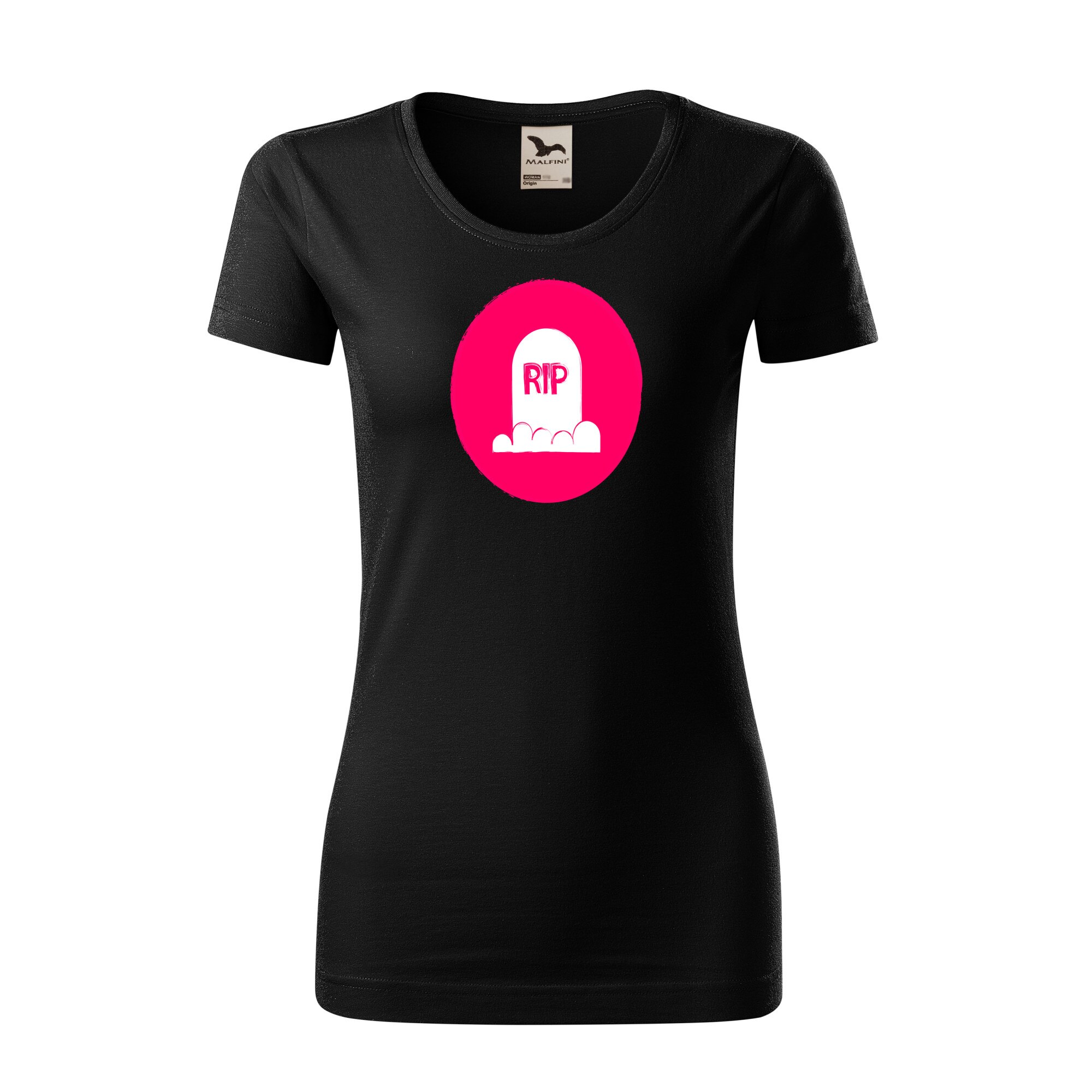 Tricou dama clasic, Malfini, Rest in Peace Halloween, Negru, L