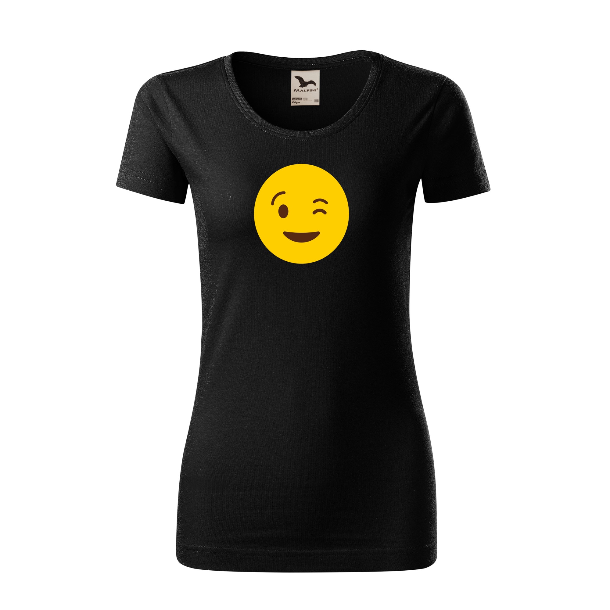 Tricou dama clasic, Malfini, Emoji Ok Pal Face, Negru, L