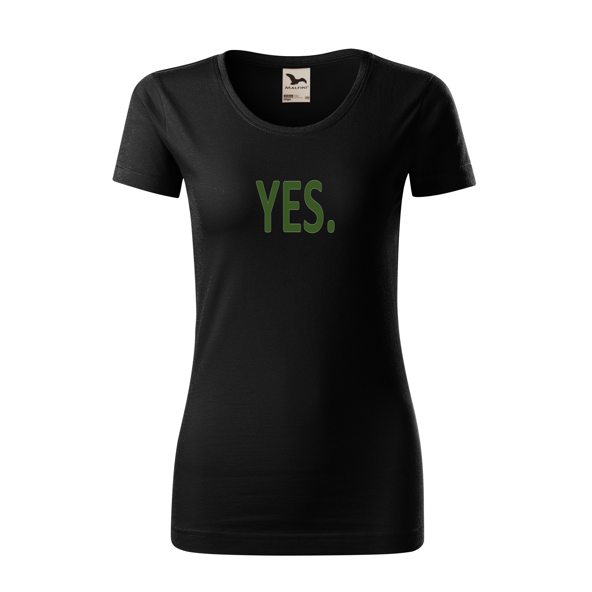 Tricou dama clasic, Malfini, YES, Negru, M