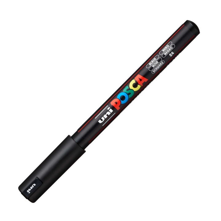 Marker UNI PC-1MR Posca 0.7 mm,varf fin metalic, negru