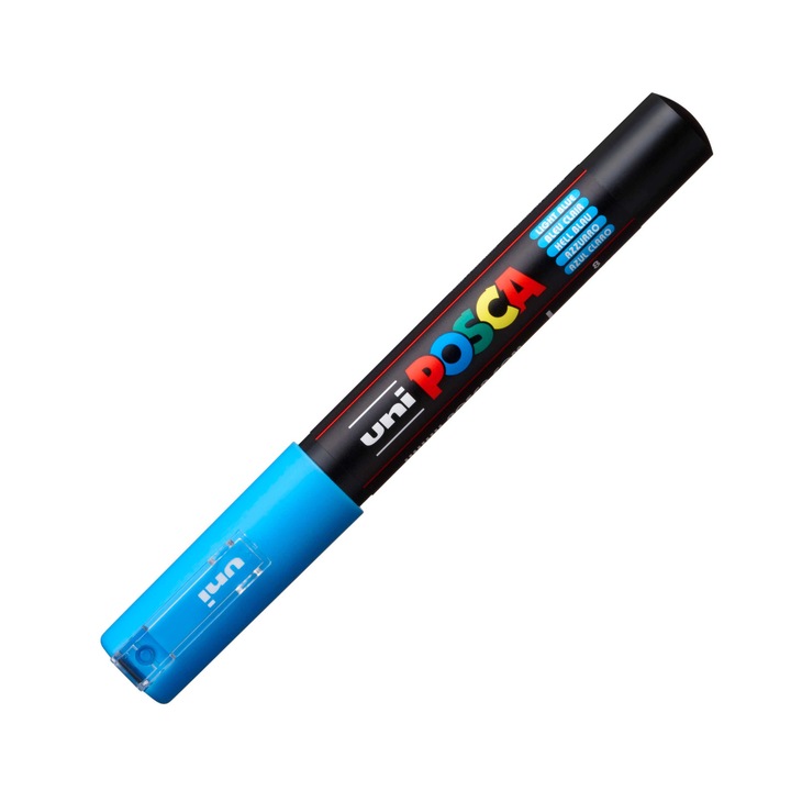 Marker UNI PC-1M Posca 0.7 mm, albastru deschis