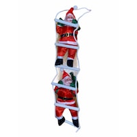 Set Atelier 2 decoratiuni Mos Craciun pe scara, Alb/Rosu, 30cm