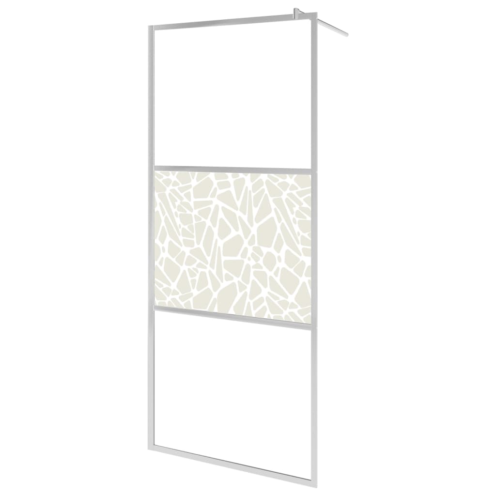 Paravan de dus walk-in cu model piatra, vidaXL, Sticla, 100 x 195 cm, Transparent