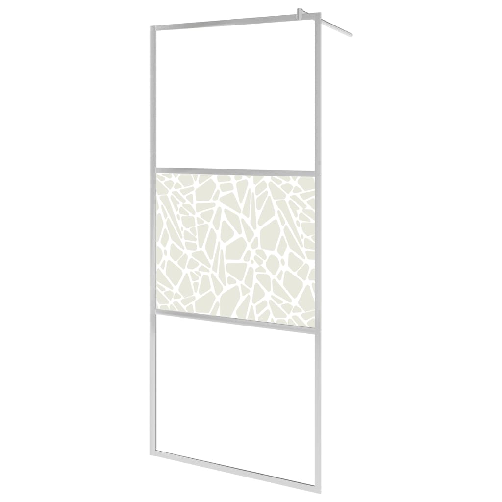Paravan de dus walk-in cu model piatra, vidaXL, Sticla, 80 x 195 cm, Transparent
