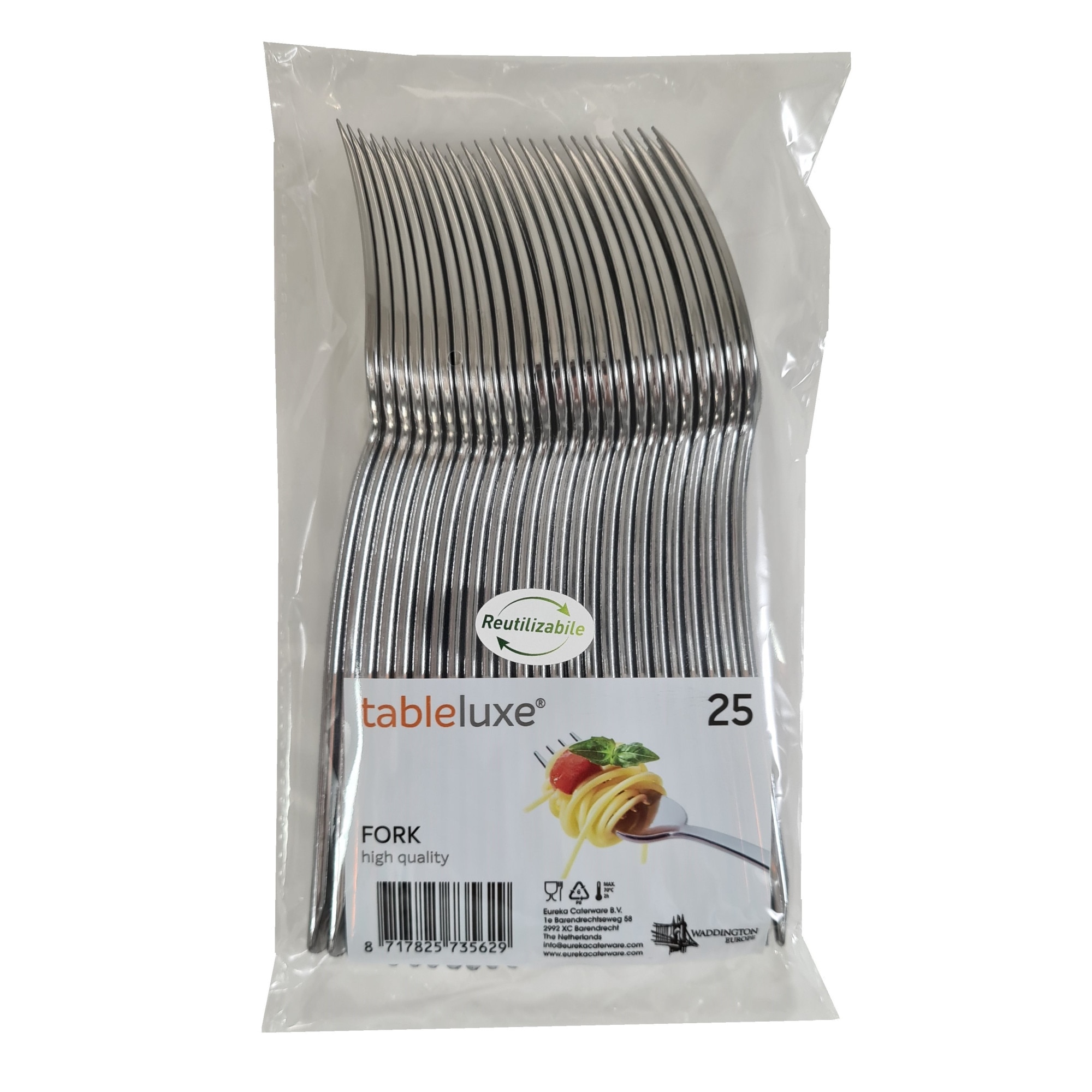 Furculite metalizate reutilizabile, TableLuxe, 25 buc/set