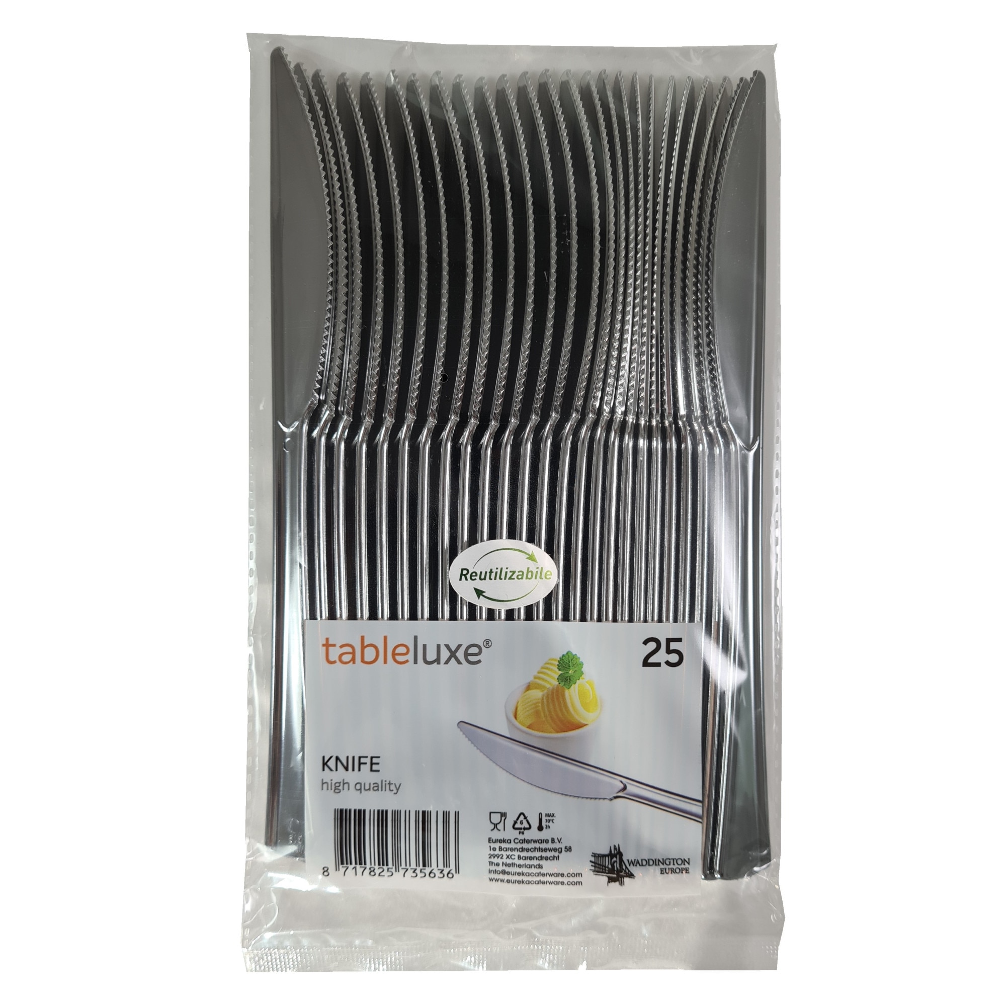 Cutite metalizate reutilizabile, TableLuxe, 25 buc/set