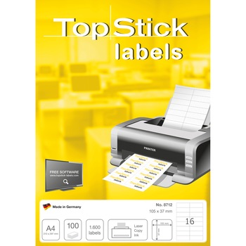 Etichete albe autoadezive, Top Stick Labels, 16/A4, H8712 Etichete albe autoadezive, Top Stick Labels, 16/A4, H8712