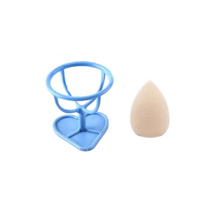 Set burete Afrodita cu suport, design picatura, aplicator fond de ten, usor de folosit si curatat, practic, crem/albastru, doty
