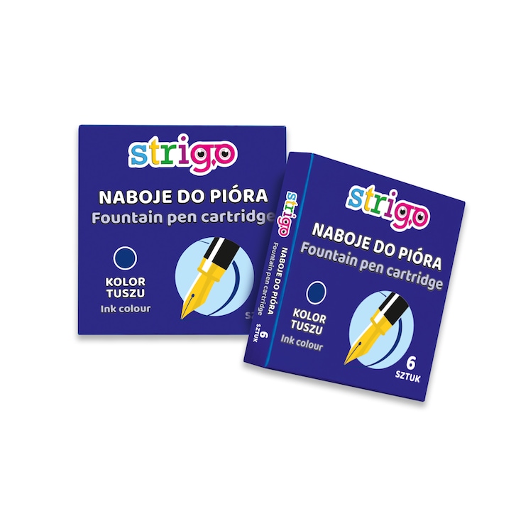Rezerva de stilou, Strigo, 6 bucati, albastru