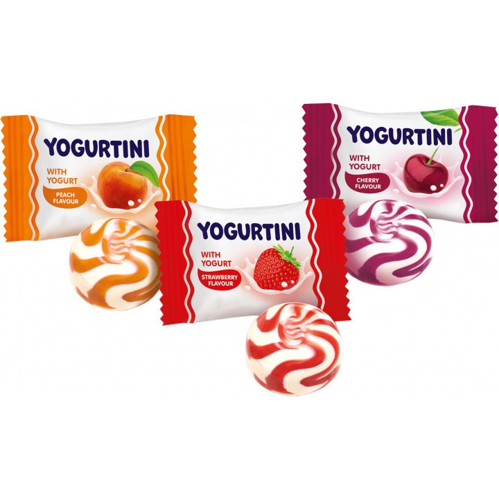 Roshen Yogurtini Cukorkák Joghurtos Gyümölcsös ízesítéssel 1kg (kb 140db