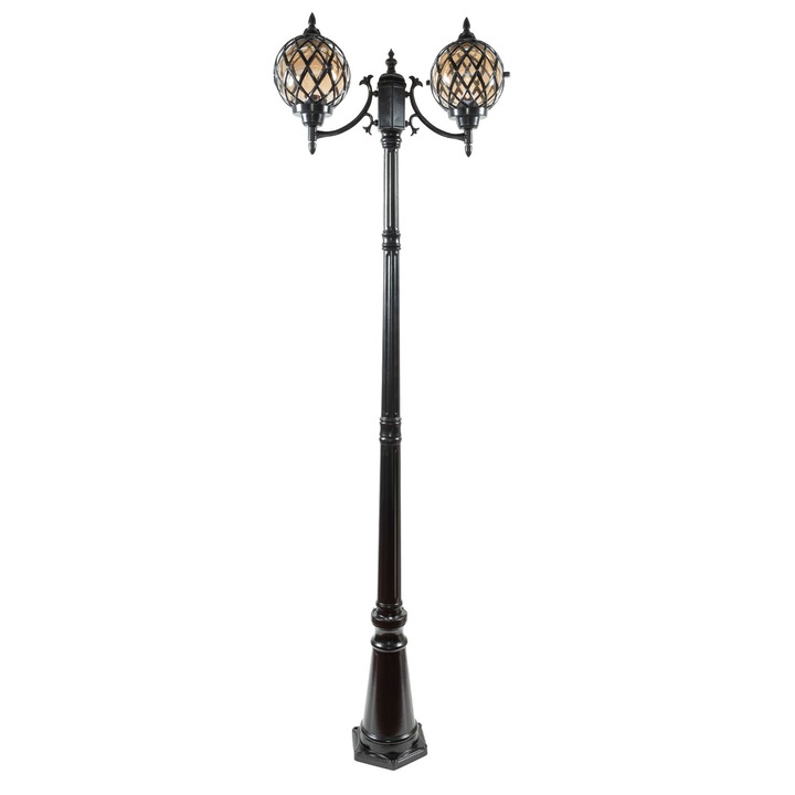 Stalp Gradina 2 X 60W, Exterior, E27, Negru, IP44