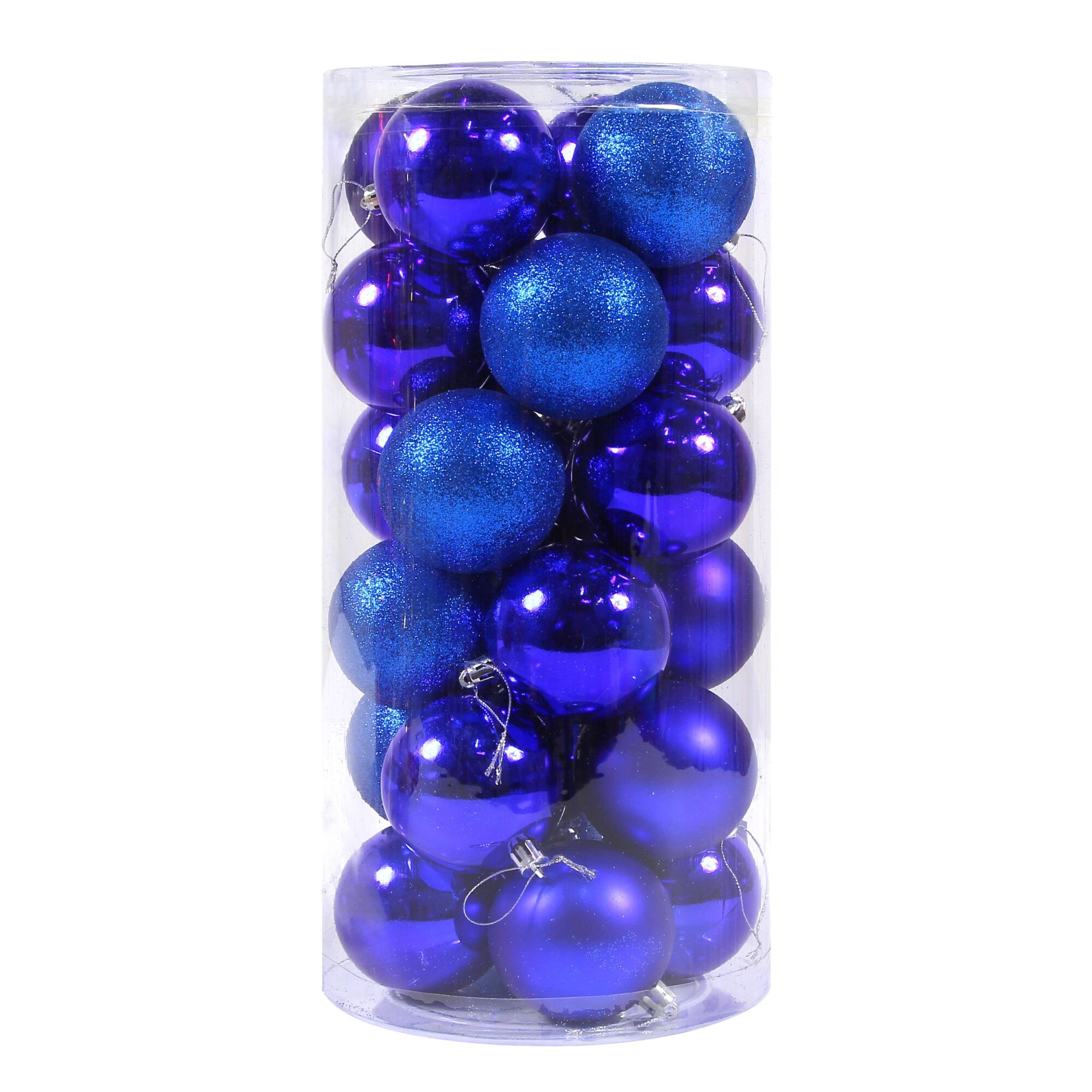 Set globuri de Craciun, 24 bucati, Albastru