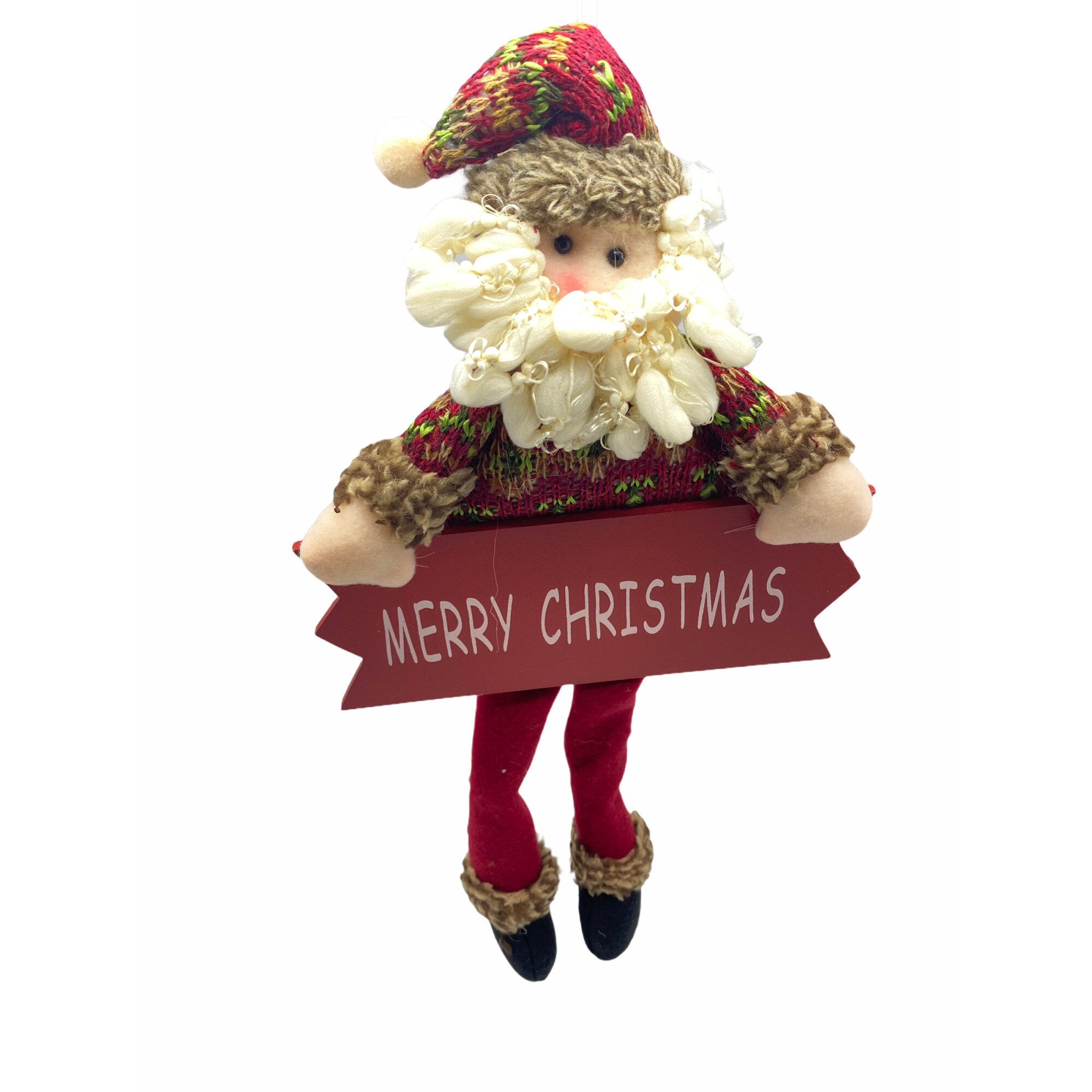 Decoratiune Merry Christmas cu agatatoare, Mos Craciun, Atelier, 40x20cm