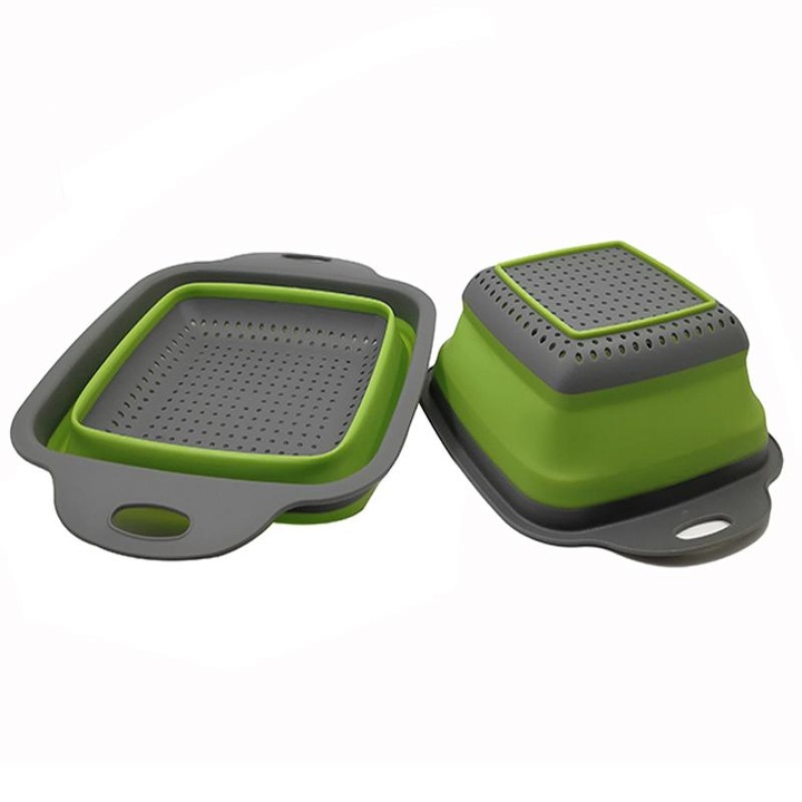 Strecuratoare pliabila din silicon, 24 cm, gri/verde