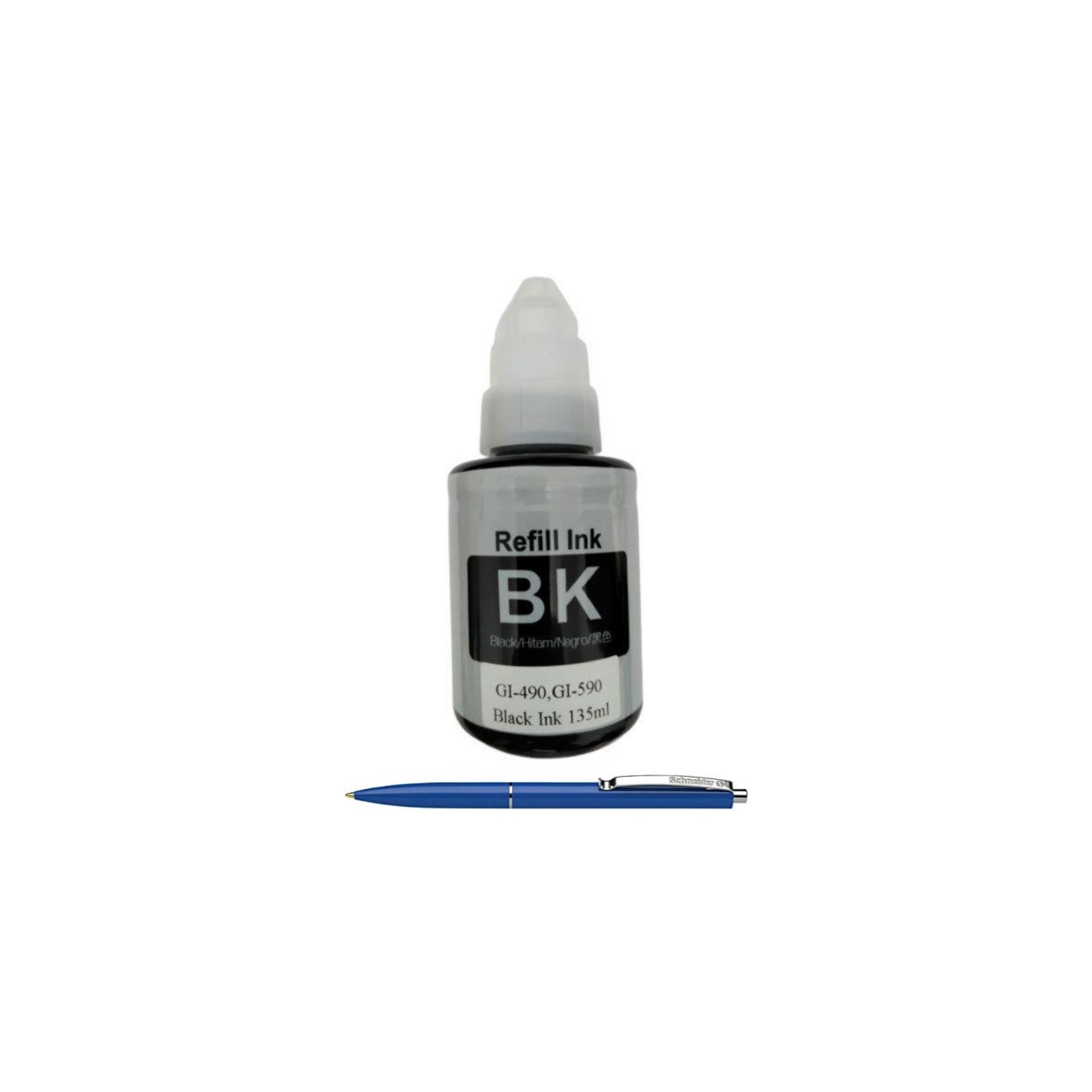 Flacon Cerneala Compatibila CANON GI-490 Negru 6000 pagini 135ml un-box AlphaChem si Pix Schneider