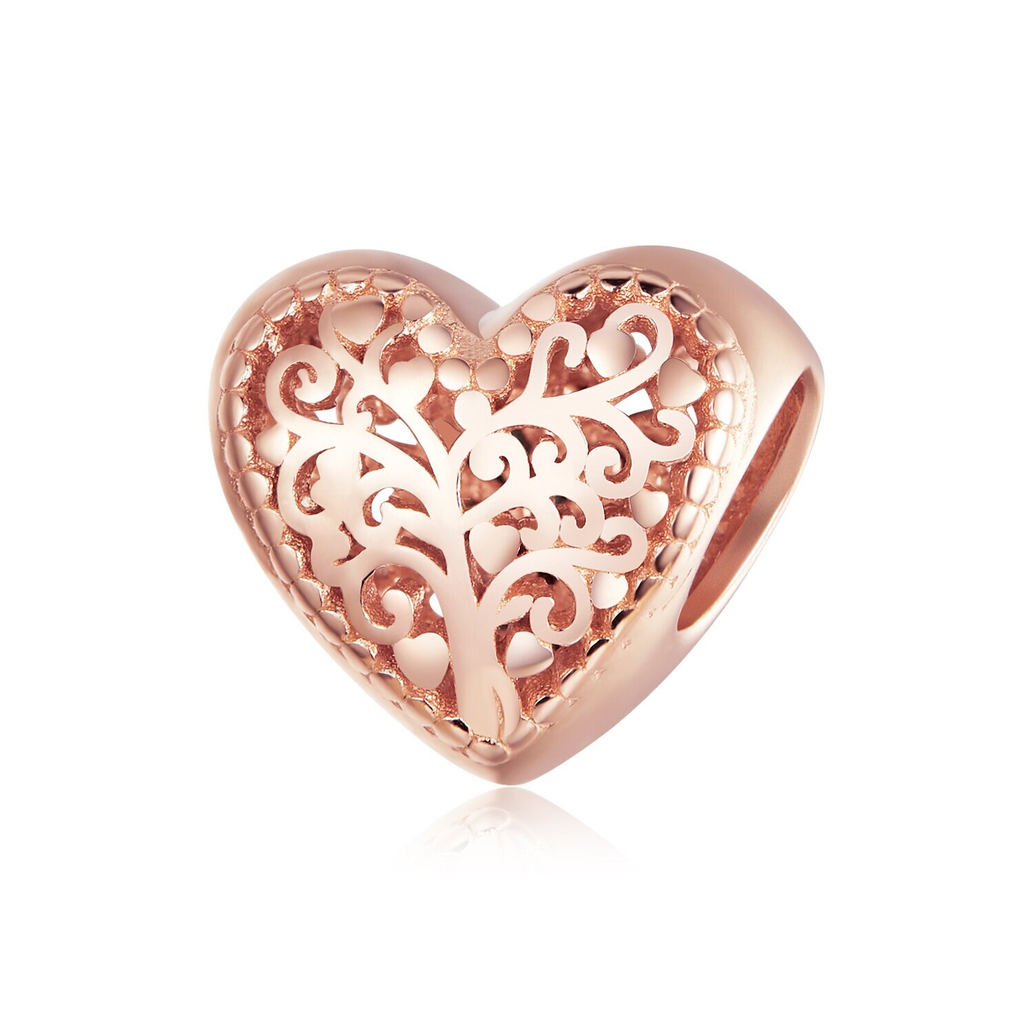 Talisman din argint Rose Gold Heart of Nature