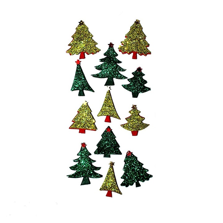 Set 12 stickere autocolante , Dp Craft , braduti cu sclipici