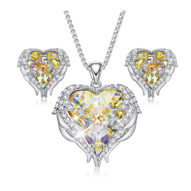 Set Inger inaripat -cu cristale - galben