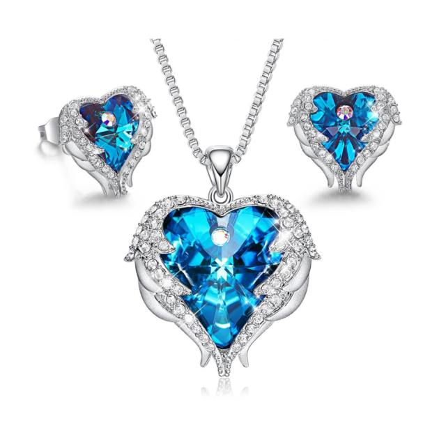 Set Inger inaripat -cu cristale - albastru