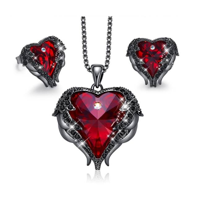 Set Inger inaripat -cu cristale - rosu