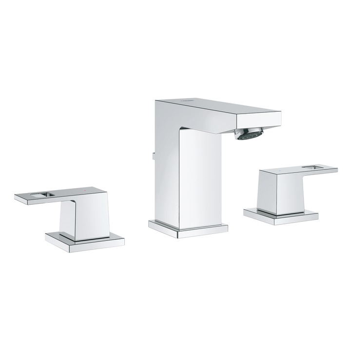 Grohe Eurocube csaptelep, Mosdóhoz, Háromlyukú beépítés, Sárgaréz, Króm