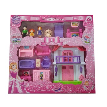 Casuta de Papusi, My House Set, sunete si lumini, 4 figurine, 10 accesorii incluse Casuta de Papusi, My House Set, sunete si lumini, 4 figurine, 10 accesorii incluse