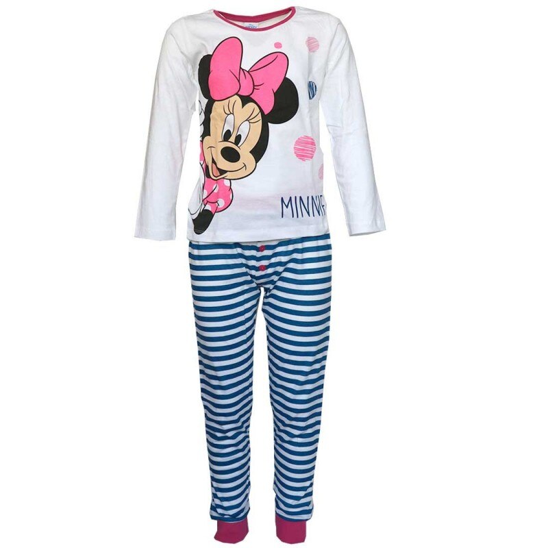 Pijama cu maneca lunga , alba cu buline colorate
