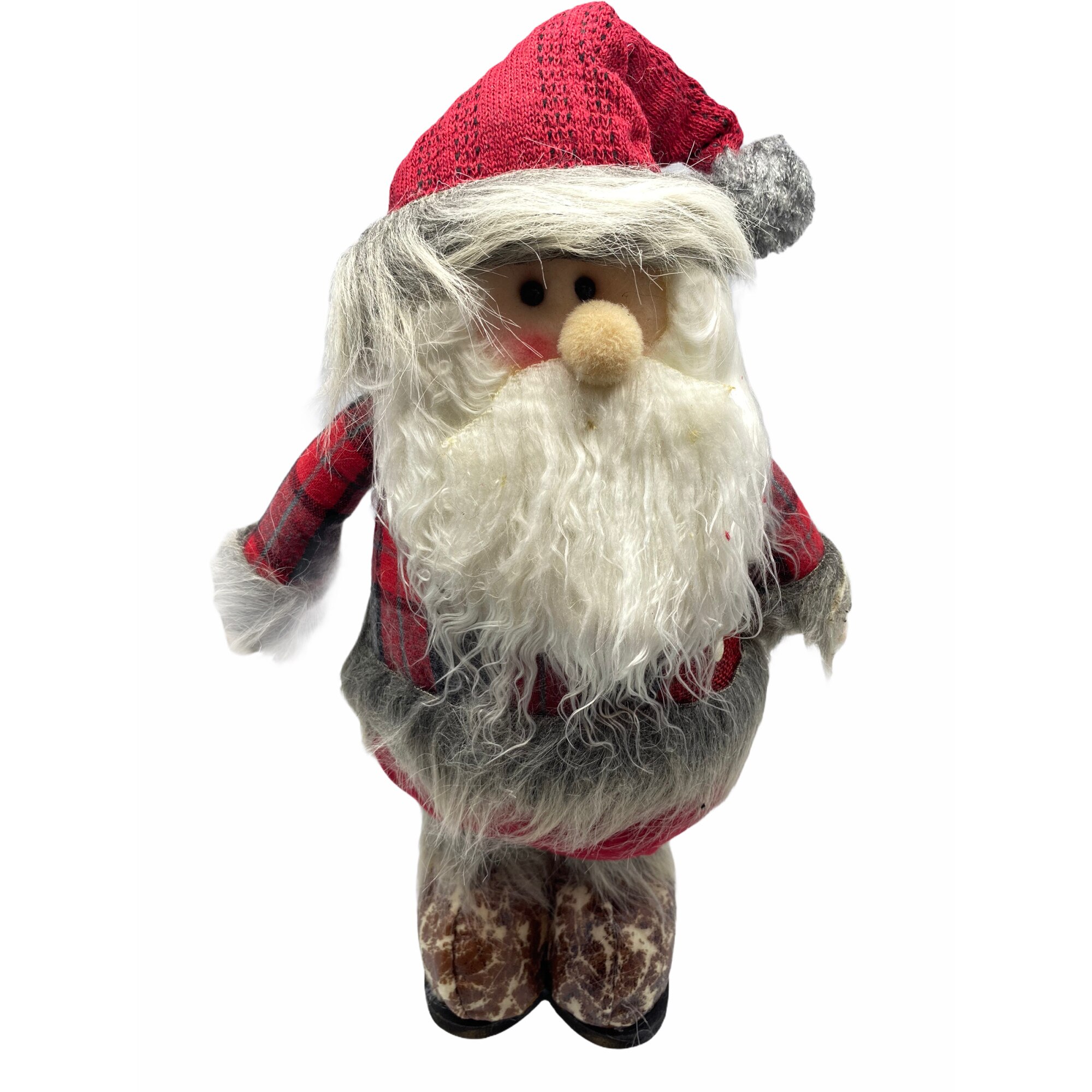 Mos Craciun decorativ, Atelier, Textil, Alb, Rosu, 40cm