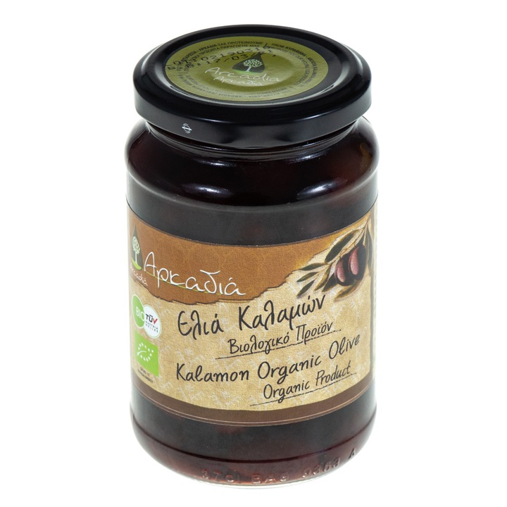 Masline kalamata BIO, 100% ingrediente BIO, textura carnoasa, gust dulce, 215 g