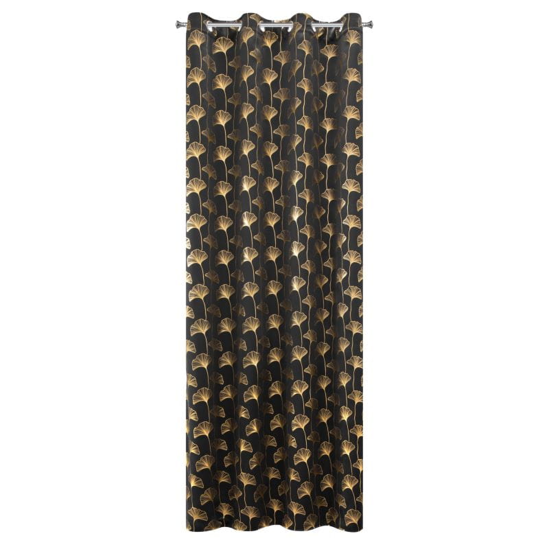 Perdea decorativa gri cu inele metalice, CLARA 135x250 cm, Eurofirany, Negru + Aurie