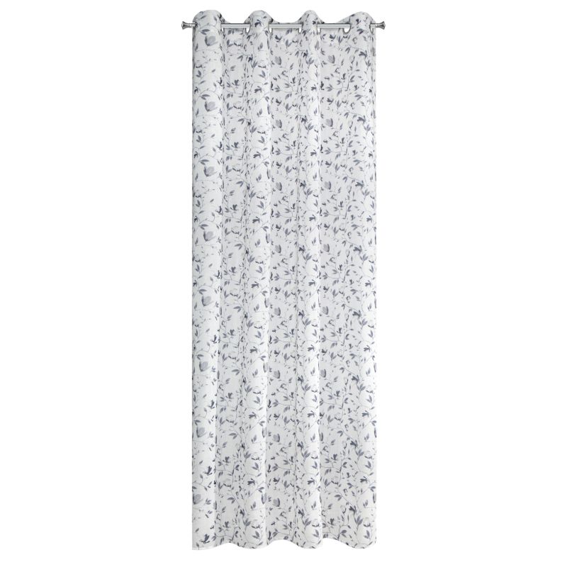 Perdea decorativa gri cu inele metalice, OLIWIA 140x250 cm, Eurofirany, Alb + Gri inchis