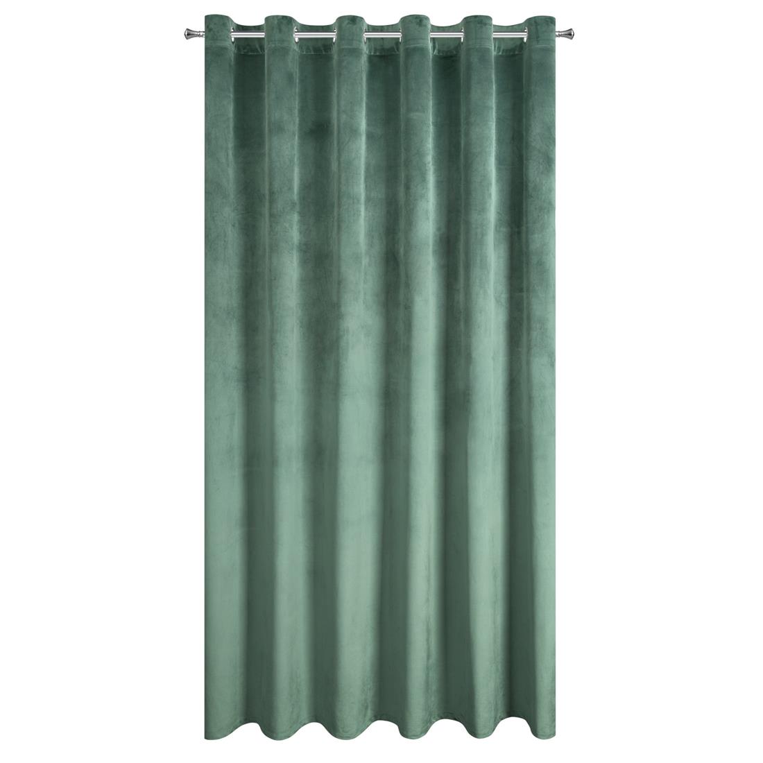 Perdea decorativa gri cu inele metalice, MELANIA 140x250 cm, Eurofirany, Verde inchis