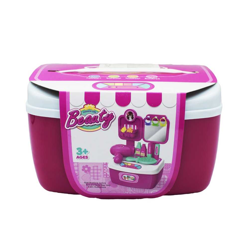 Gentuta cu accesorii de frumusete pentru fetite, 20 piese, Alb/Roz