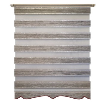 Jaluzea tip Rulou textil Maxi cu Terminatie Decorativa, Rolete Zebra Day & Night Luxury, Exclusive New Collection,Model cu insertie de sclipici ,170x200cm, DV09, culoare gri deschis, accesorii albe Jaluzea tip Rulou textil Maxi cu Terminatie Decorativa, Rolete Zebra Day & Night Luxury, Exclusive New Collection,Model cu insertie de sclipici ,170x200cm, DV09, culoare gri deschis, accesorii albe